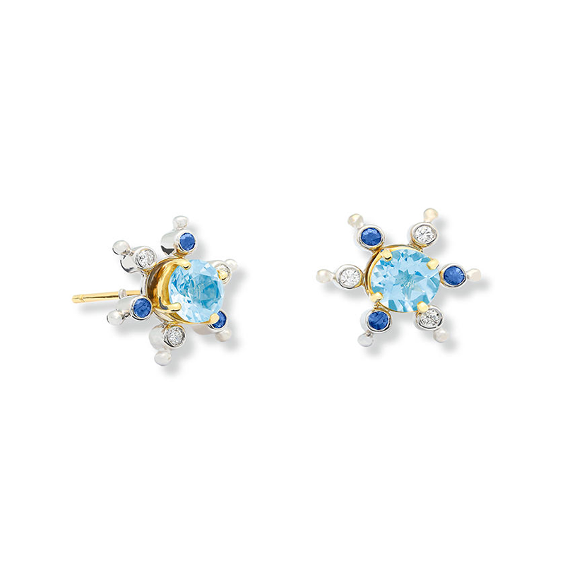 Picture of Cactus Halo Blue Topaz Interchangeable Studs