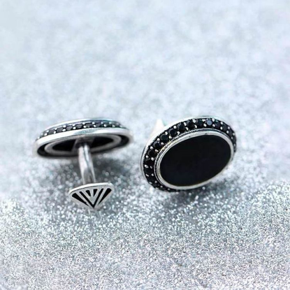 Picture of Black Oval Milestone Cufflinks