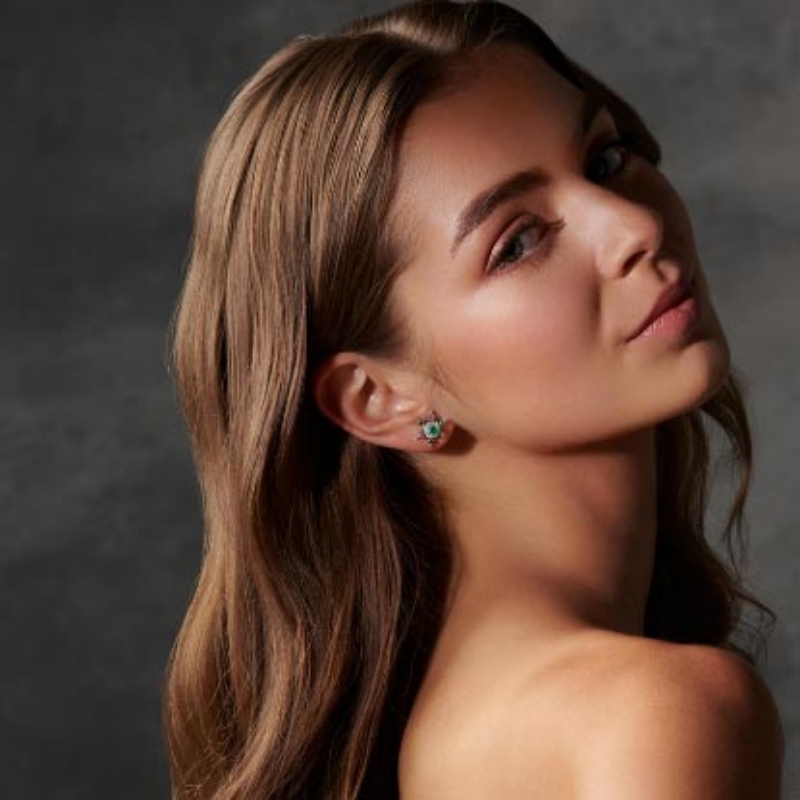 Picture of Cactus Halo Blue Topaz Interchangeable Studs