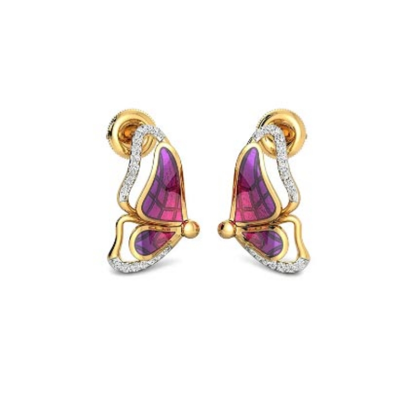 Picture of WAFFLE SOLITAIRE DIAMOND EARRINGS