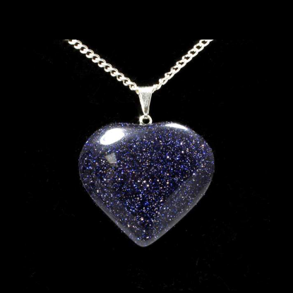 Picture of Blue Goldstone Heart Pendant with Chain