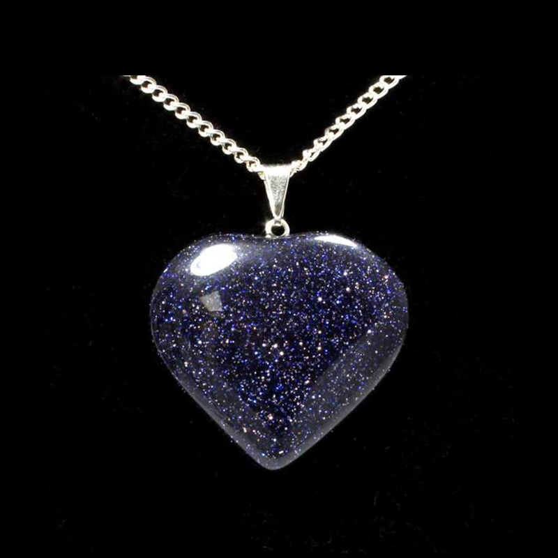 Picture of Blue Goldstone Heart Pendant with Chain