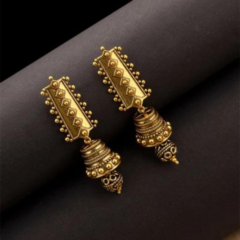 Picture of Rava Ball Oxidized Jhumki Style Earrings
